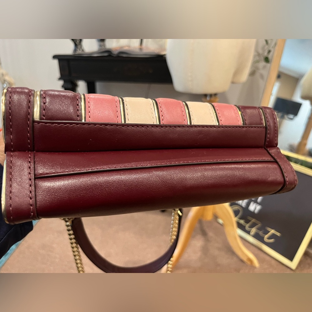Rare❤️🔥❤️🔥EUC Michael Kors Burgundy Whitney large Quilted Chevon Flap Bag - Picture 15 of 16